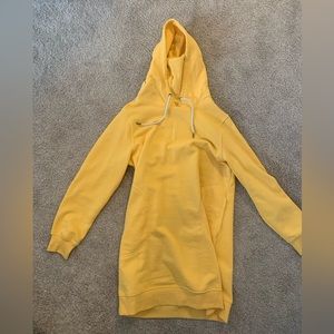 Yellow hoodie dress with pockets